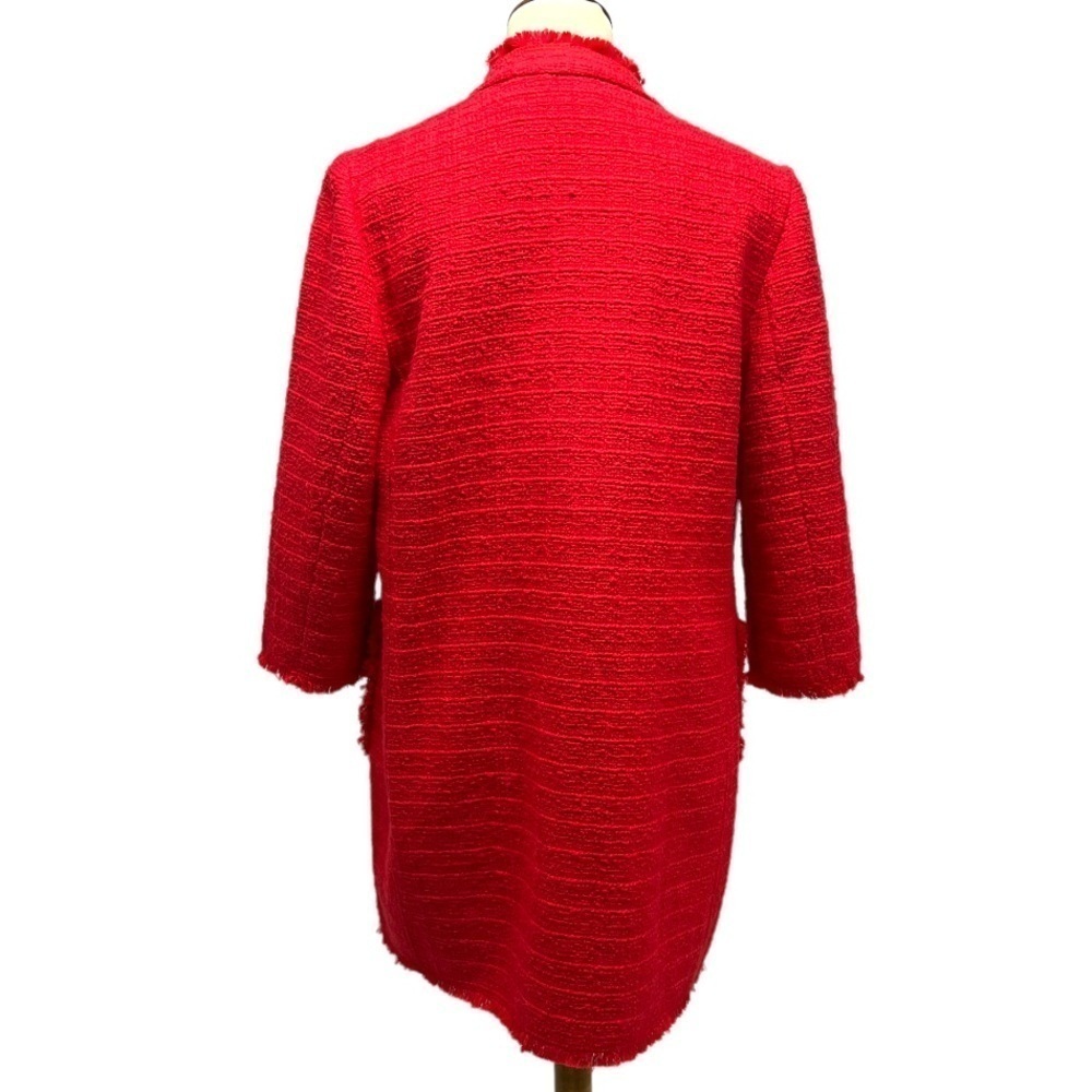 Chico’s Red Cotton Textured Fringe Open Front Cardigan Topper Womens Sz (1) 8/10 - Picture 4 of 6